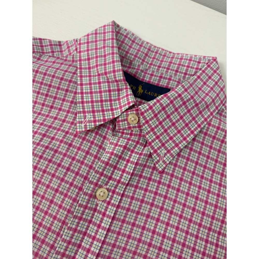 READ Ralph Lauren Mens Pony Pink Plaid Button Down Shirt Long Sleeve Top M - Picture 13 of 15